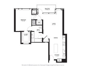 1 Bed 1 Bath 2924 floor plan